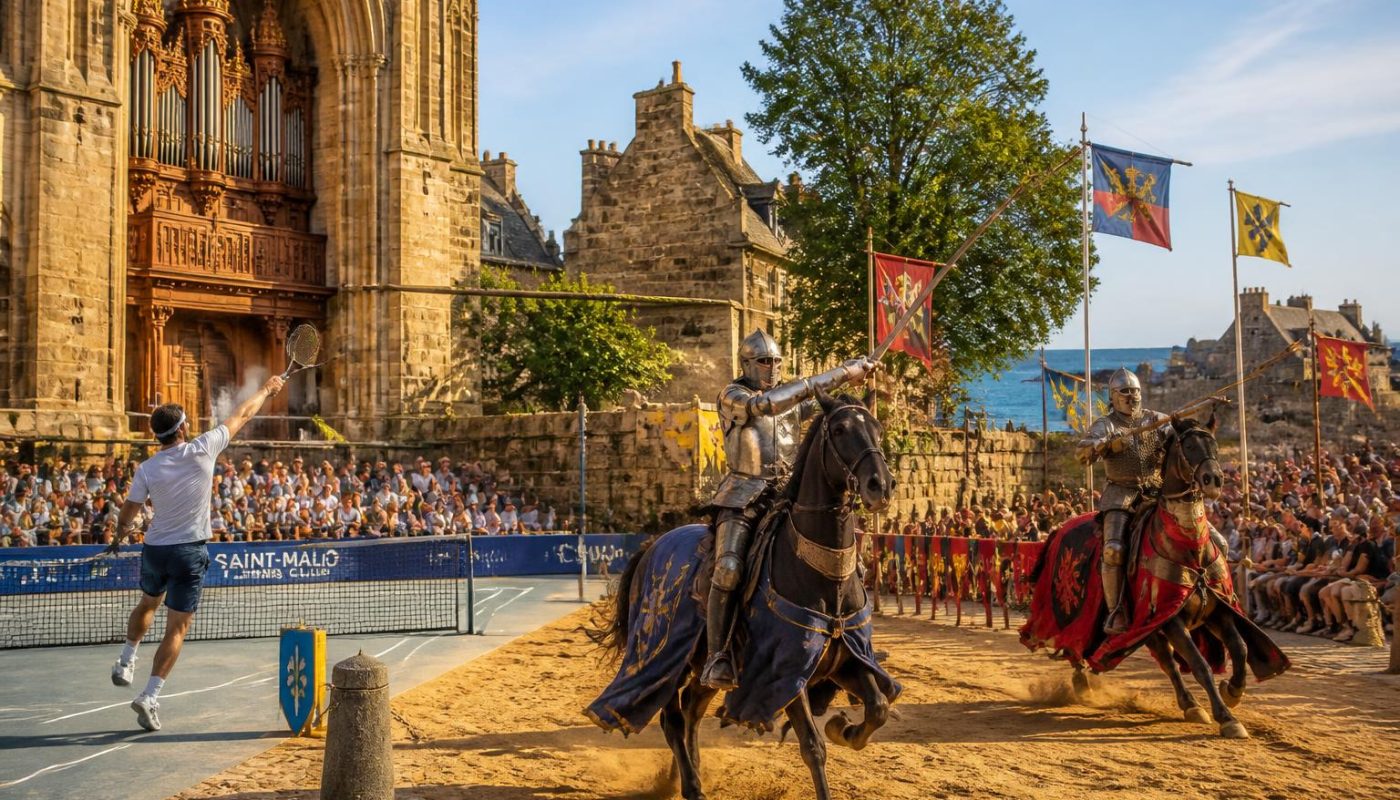 découvrez un week-end riche en émotions dans le pays de saint-malo avec un programme mêlant humour, orgue, tennis et chevaliers. activités culturelles et sportives pour tous les goûts vous attendent !