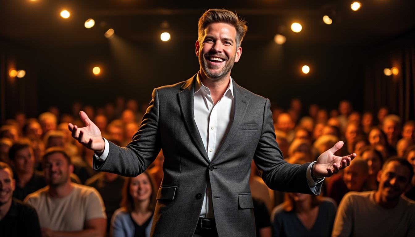 découvrez robby robart, humoriste tournaisien en pleine ascension, captivant le public après les humor games avec son one man show unique où il fait vibrer la salle en brisant le quatrième mur.
