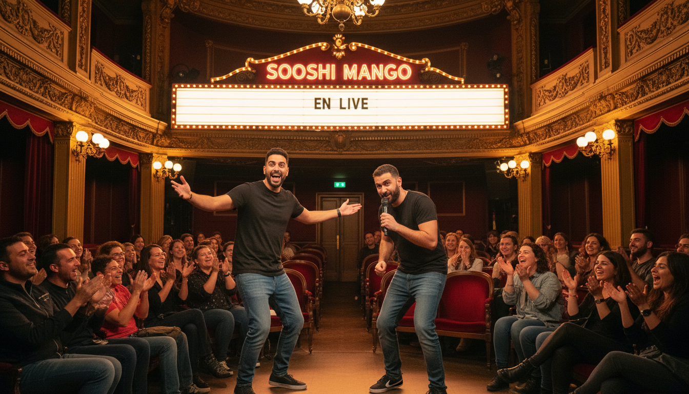 assistez à sooshi mango en live pour une soirée d'humour unique à l'alhambra de paris, le mercredi 17 juin. rires garantis dans un cadre mythique !