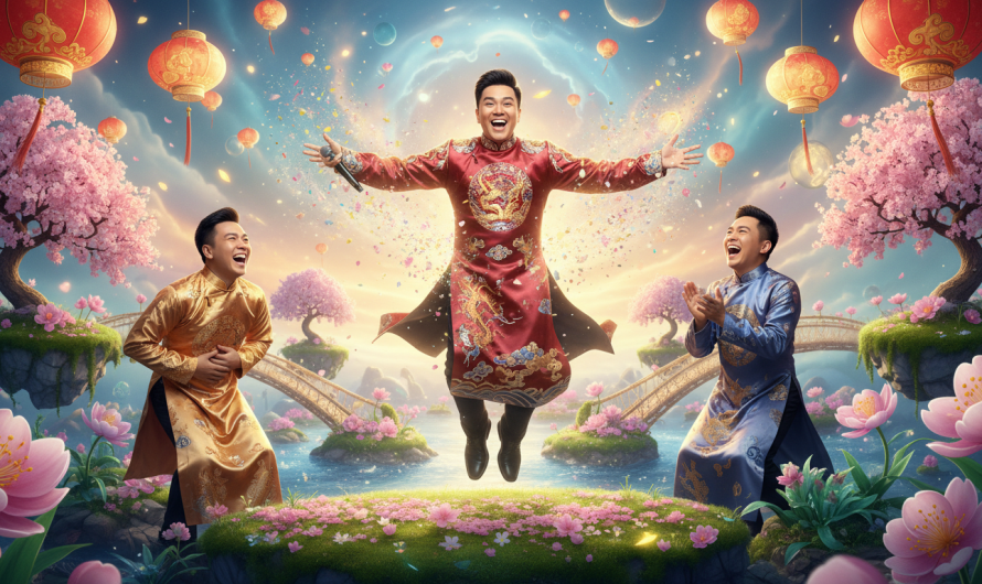 Festival du Printemps 2026 : Le Khanh fait sensation avec son humour détonant au Paradis, entouré de Hua Minh Dat et Tuan Kiet