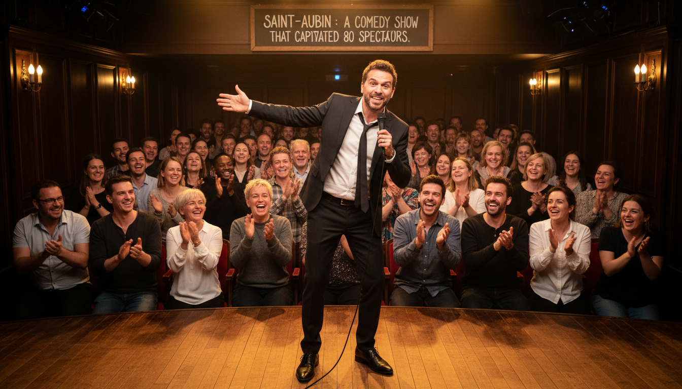 découvrez le spectacle d'humour à saint-aubin qui a captivé les 80 spectateurs présents, alliant rires et bonne humeur pour une soirée inoubliable.