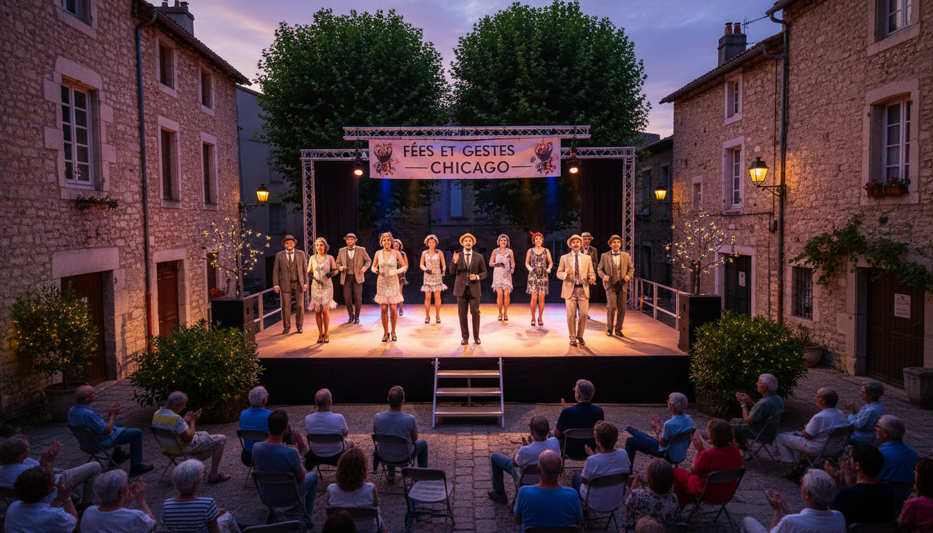 découvrez l'été magique à tarascon-sur-ariège avec l'association fées et gestes qui présente la comédie musicale 'chicago', un spectacle lumineux et enchanteur à ne pas manquer.