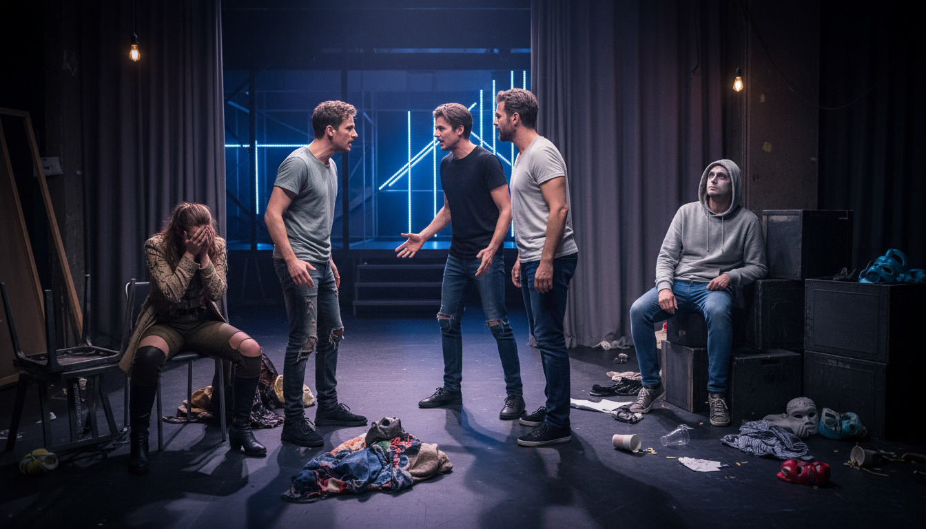 découvrez l'intrigue captivante de 'théâtre contemporain : quand la tournée tourne au vinaigre', une pièce pleine de rebondissements et d'émotions qui explore les coulisses d'une tournée théâtrale mouvementée.