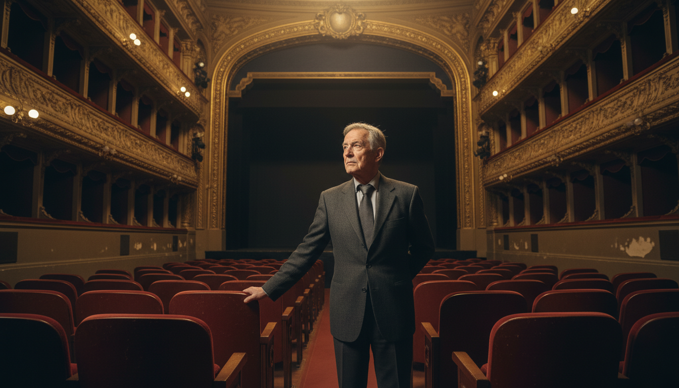 après 34 ans de direction au théâtre, il quitte son poste en évoquant les défis rencontrés, soulignant que le théâtre a souvent été une variable d'ajustement dans son parcours.