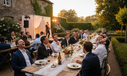 profitez d'une soirée comique inoubliable et d'un dîner convivial au domaine de prières à billiers. rires et bonne humeur garantis dans un cadre charmant.