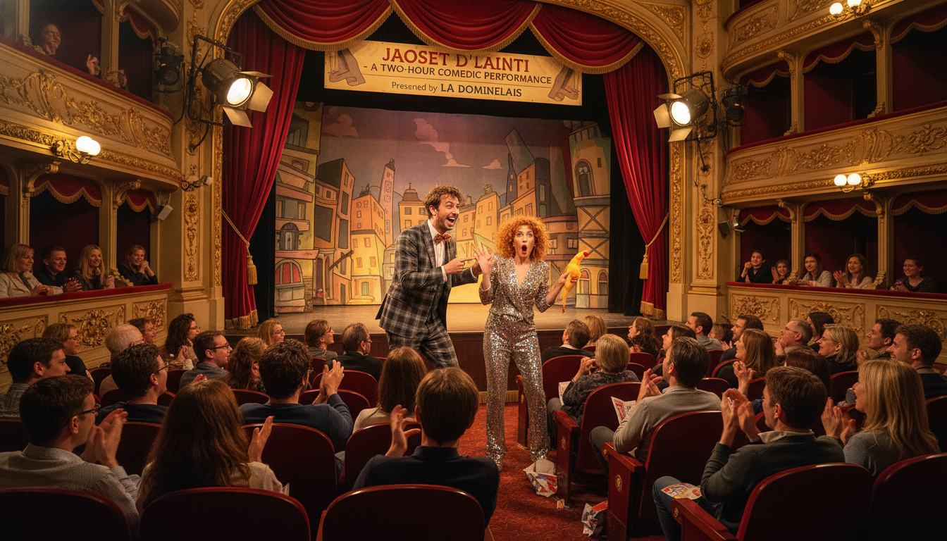 découvrez « jaoset d’lainti », un spectacle comique de deux heures présenté par la dominelais, à ne surtout pas manquer pour une soirée pleine de rires et de bonne humeur.