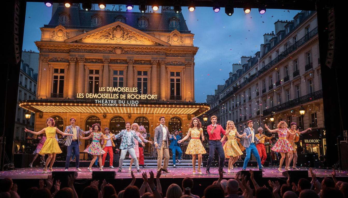 découvrez les demoiselles de rochefort, une comédie musicale éclatante au théâtre du lido sur les champs-élysées, mêlant musique, danse et charme pour un spectacle inoubliable.