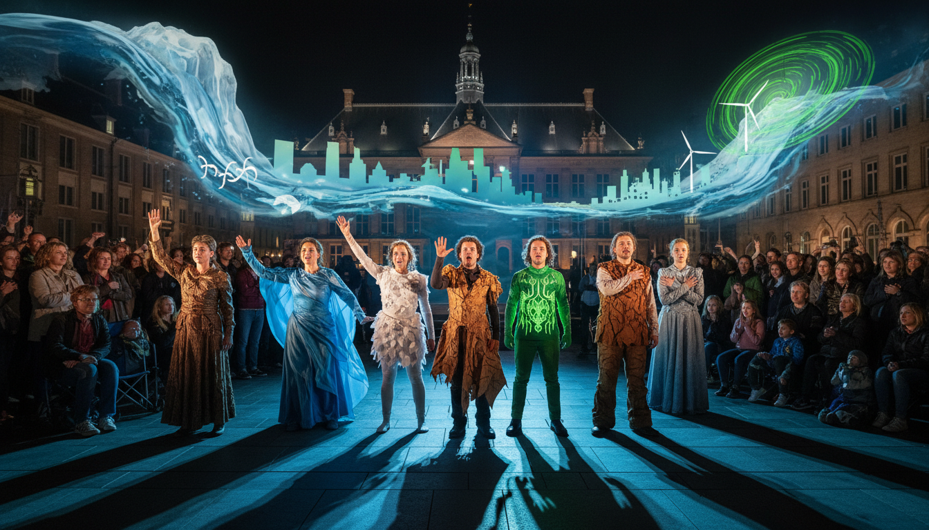 découvrez le spectacle captivant de villes en scène à la haye, mettant en lumière les enjeux du changement climatique à travers une performance artistique unique.