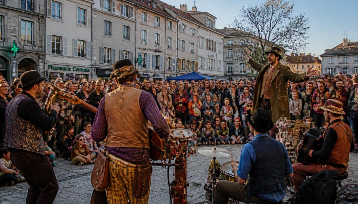 découvrez à échallon un spectacle captivant alliant musique et humour, une expérience unique dans les arts de la rue qui promet divertissement et surprises.