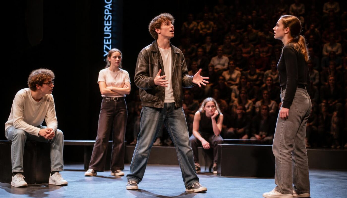 les lycéens en option théâtre du lycée banville brillent sur la scène d'yzeurespace, offrant des performances captivantes et prometteuses.