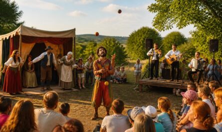 découvrez une journée festive à lys-haut-layon ce dimanche avec des spectacles de cirque, du théâtre de rue et des concerts pour toute la famille.