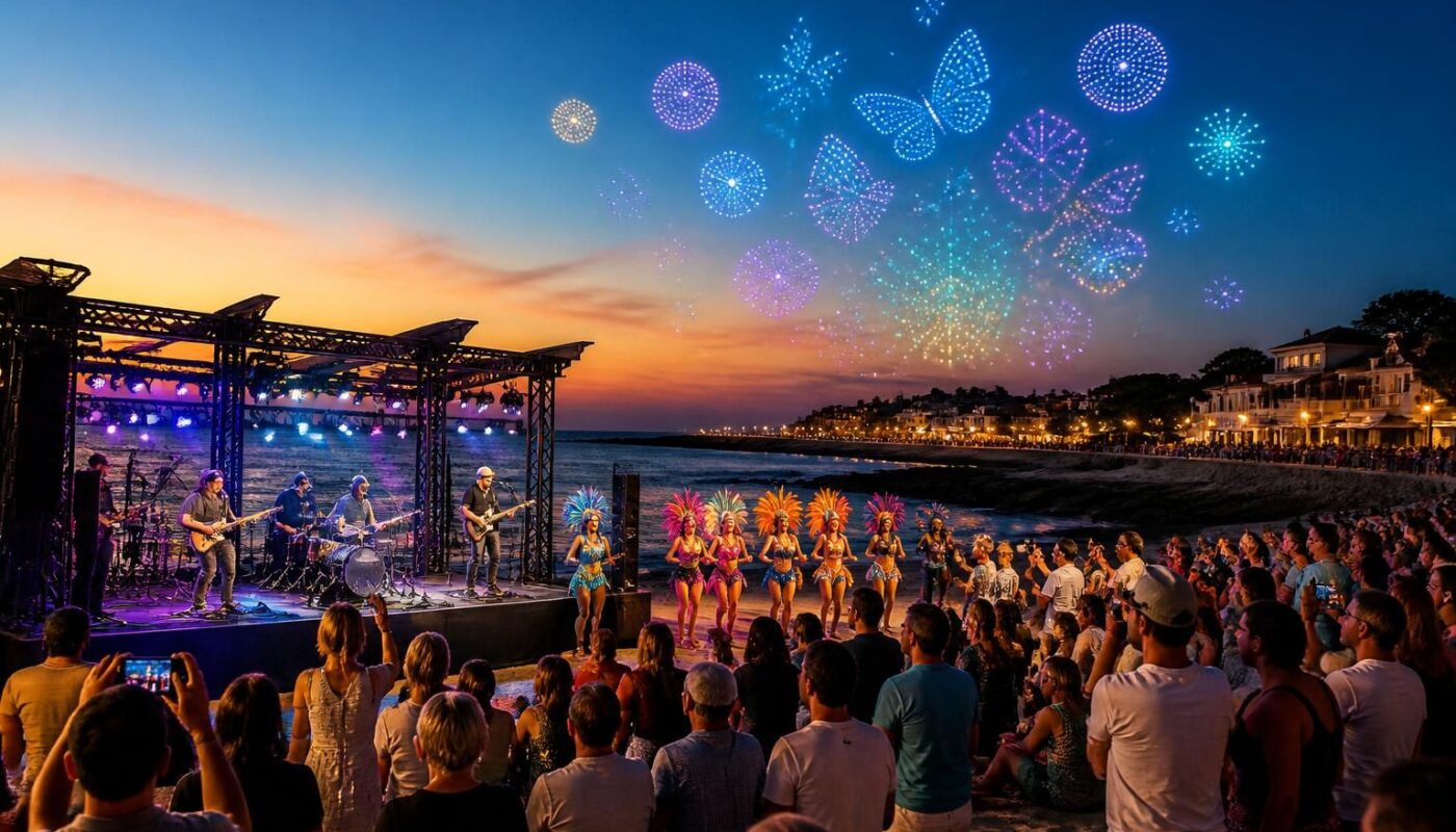 découvrez l'animation estivale en loire-atlantique avec musique, spectacles vivants et un impressionnant show de drones pour rythmer votre séjour sur la côte.