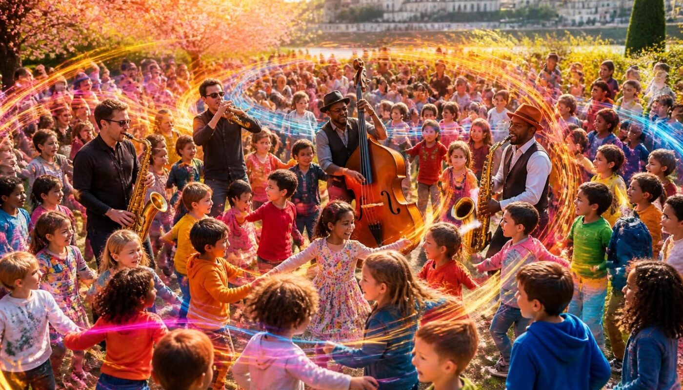 découvrez comment une centaine d'enfants du maine-et-loire vivent une expérience unique mêlant jazz, fraîcheur et bonne humeur dans un tourbillon musical inoubliable.